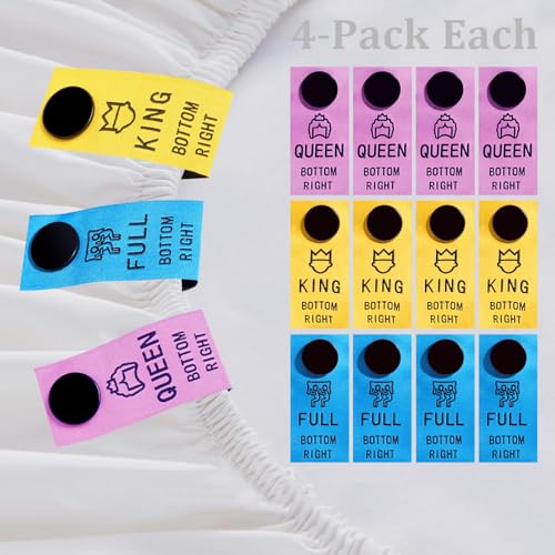 12 Color-Coded Bed Sheet Organizer Bands for Quick Bed Making