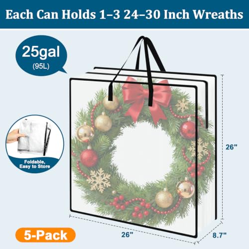 EverPetal Wreath Storage Bags 2-Pack, 26" Clear Containers