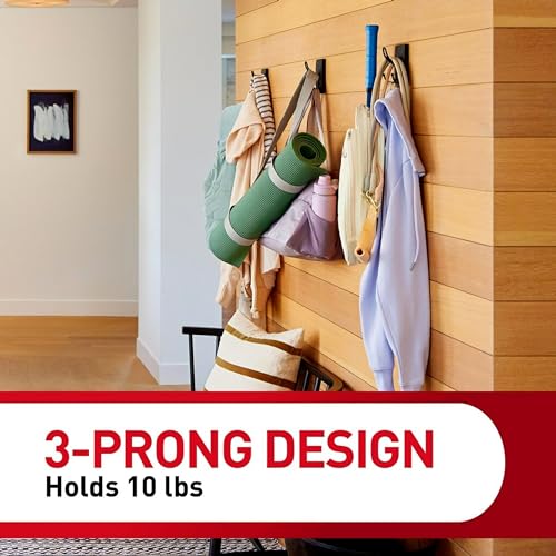 Command X-Large Matte Black Triple Hook, Damage-Free Wall Hook (Pack of 8)