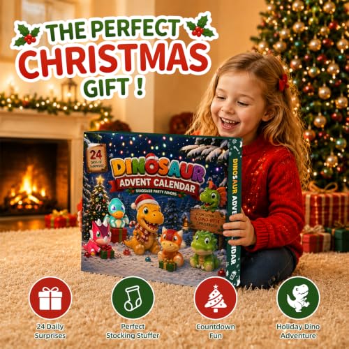 Green Dinosaur Advent Calendar 2026 - 24 Days of Squishy Toy Surprises