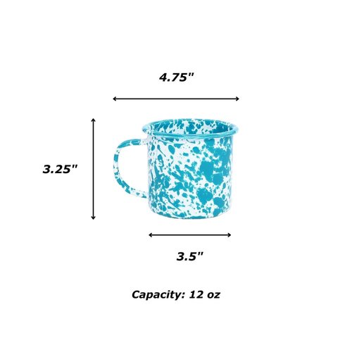 Crow Canyon Home Enamelware Mug, 12 ounce, Blue/White Splatter (Set of 4)