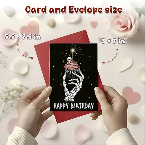 Gothic Skeleton Birthday Card 5x7 - Spooky Party Design