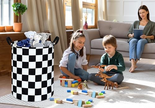 Racing Checkerboard Storage Basket for Boys - Foldable Toy Bin