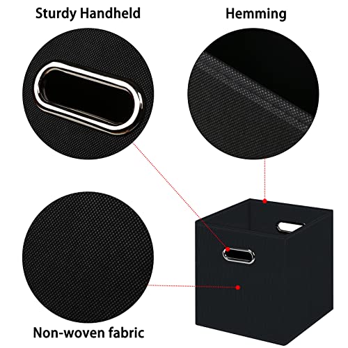 Black Foldable Storage Cubes with Dual Handles - 11x11x11
