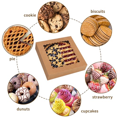 Moretoes 5-Pack 10x10x2.5 Inch Bakery Boxes with Window