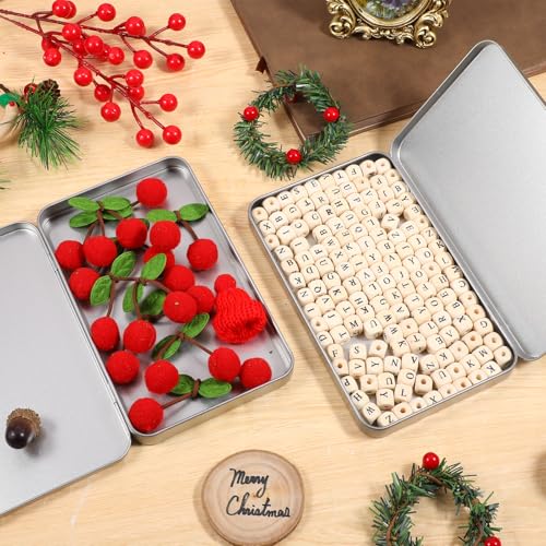 2 Pack Rectangular Metal Tins with Lids - 7 x 4.2 x 0.6 Inch for Storage
