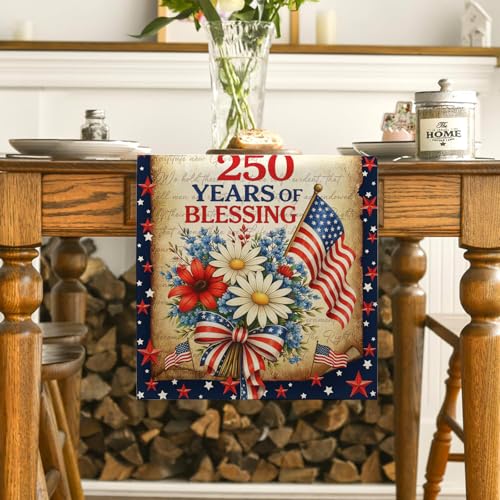 Patriotic Table Runner 13x90 inches for 4th of July Decor