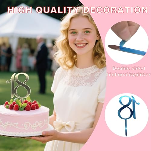 Elegant Rose Gold Mirrored 18th Birthday Cake Topper