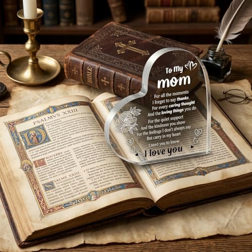 Acrylic Heart Plaque Desk Decor Gift for Mom - 2 PCS