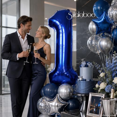 40 Inch Navy Blue Number 1 Foil Balloon Giant Mylar Birthday Party Decor