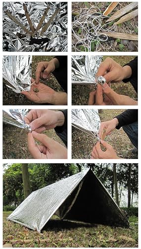 MIXIAO Emergency Thermal Mylar Foil Blanket - Silver, 6 Pack