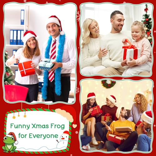 Christmas Frog Gift - Positive Holiday Stocking Stuffer with Santa Hat - Crochet Handmade Decor