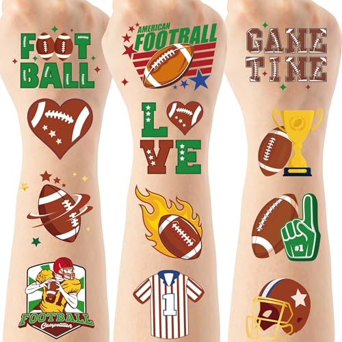 Football Temporary Tattoos Game Day Party Favors 8 Sheets