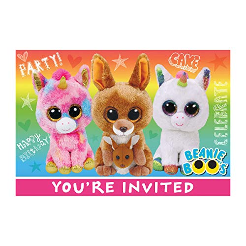 Amscan Beanie Boos Postcard Invitations, 4 1/4" x 6 1/4", Multicolor