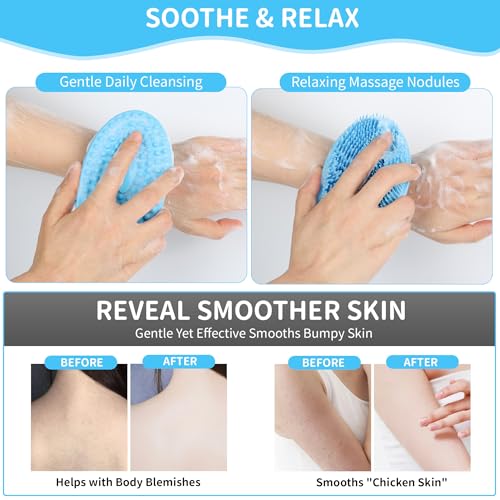 Silicone Body Scrubber 2 Pack - Soft Exfoliating Shower Brush