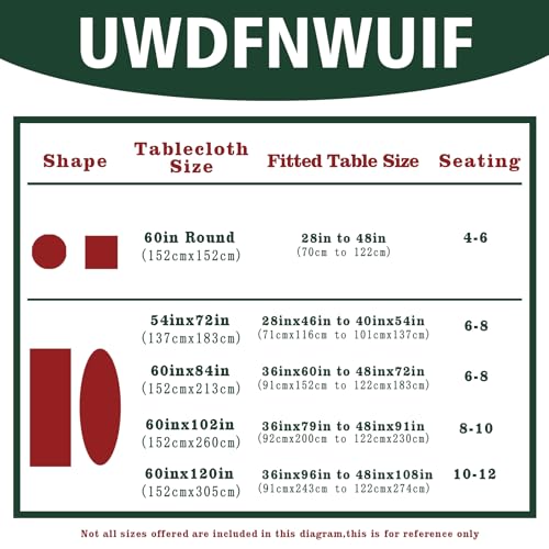 Waterproof Christmas Tablecloth - Red Holly & Tree Design, 60x60 Inch Round - Christmas Holiday Decor