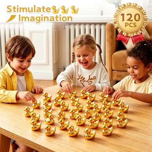 120 Pcs Mini Golden Duck Resin Figurines for Fairy Garden & Party Favors
