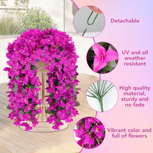 Fuchsia Artificial Bougainvillea Flowers - 2 Bundles for Outdoor Decor