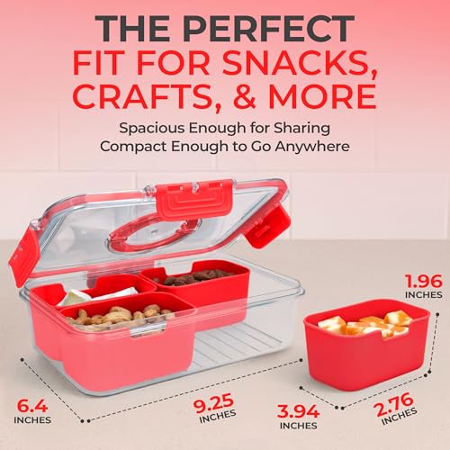 KEYVOZ Snackle Box with Lid - Portable Travel Charcuterie Organizer for Snacks & Fruits