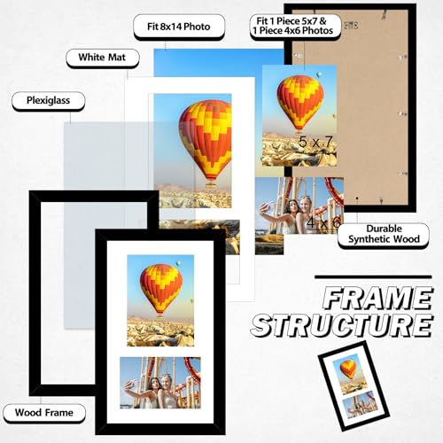 8x14 Black Wood Collage Picture Frame with 2 Openings