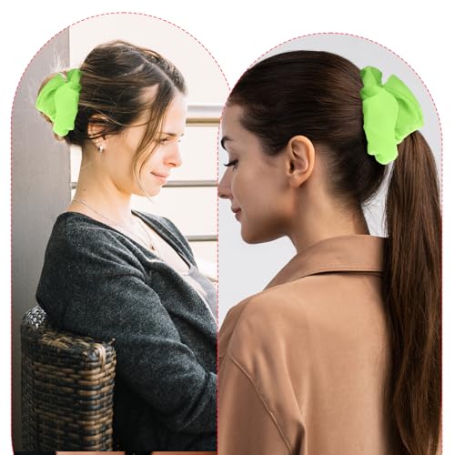 Neon Hair Scrunchies - 2 Pcs Large Elastic Hair Ties for 80s Parties and Workouts