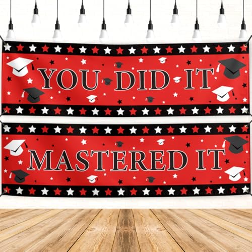 Masters Graduation Banner Set - Class of 2026 Decor, 2pc