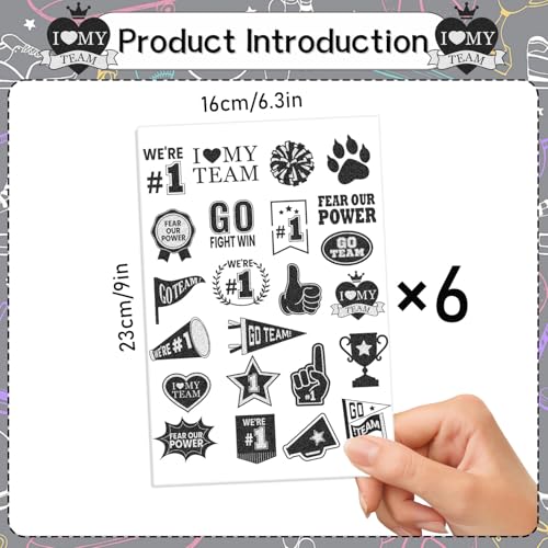 Black Team Spirit Temporary Tattoos - 138PCS Glitter Party Favors