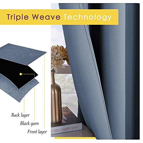 NICETOWN Thermal Insulated Blackout Curtains, 70x95 in, Set of 2 - Stone Blue