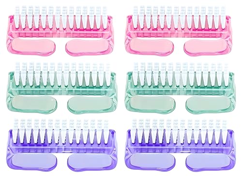YOFAN 6-Pack Nail & Toe Scrub Brushes - Oversized Non-Slip Grip