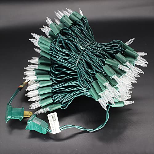 Cool White Christmas Lights on Green Wire 50 Feet - UL Certified Indoor Outdoor