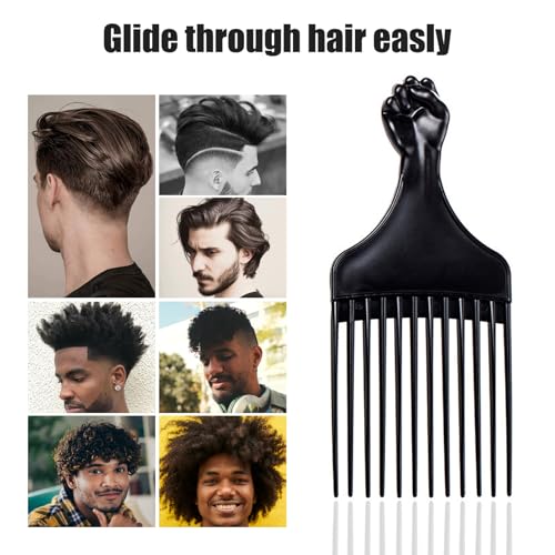 Soft 'N Style Black Afro Hair Pick Comb - 7 Inch Plastic Styling Tool