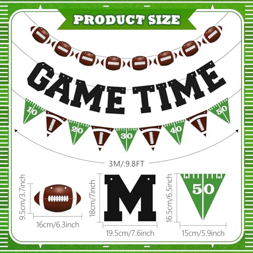 Football Party Banner Set - Pre-Strung Game Time Decorations