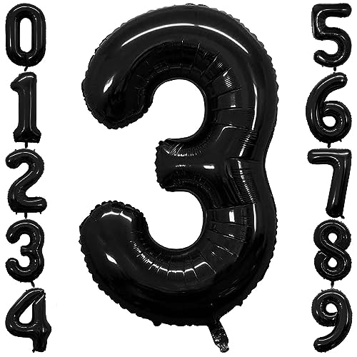 Black 40 Inch Number 3 Foil Balloon Jumbo Birthday Party Decoration