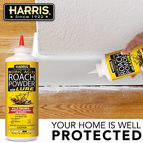 HARRIS Boric Acid Roach & Silverfish Killer Powder with Lure 16oz - Pack of 1