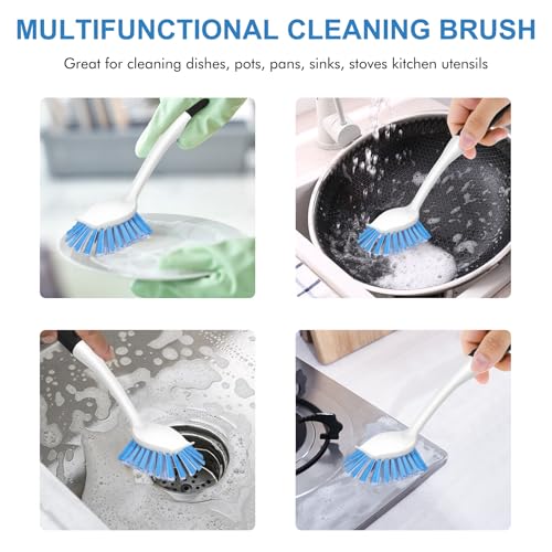 SetSail Dish Brush Set - 2 Pack with Built-In Scraper & Non-Slip Handle