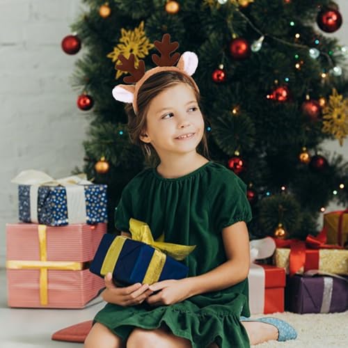CURASA Reindeer Antler Headband with Bell for Christmas Costumes