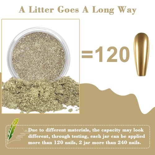 Allstarry Champagne Gold Chrome Nail Powder Metallic Mirror Pigment