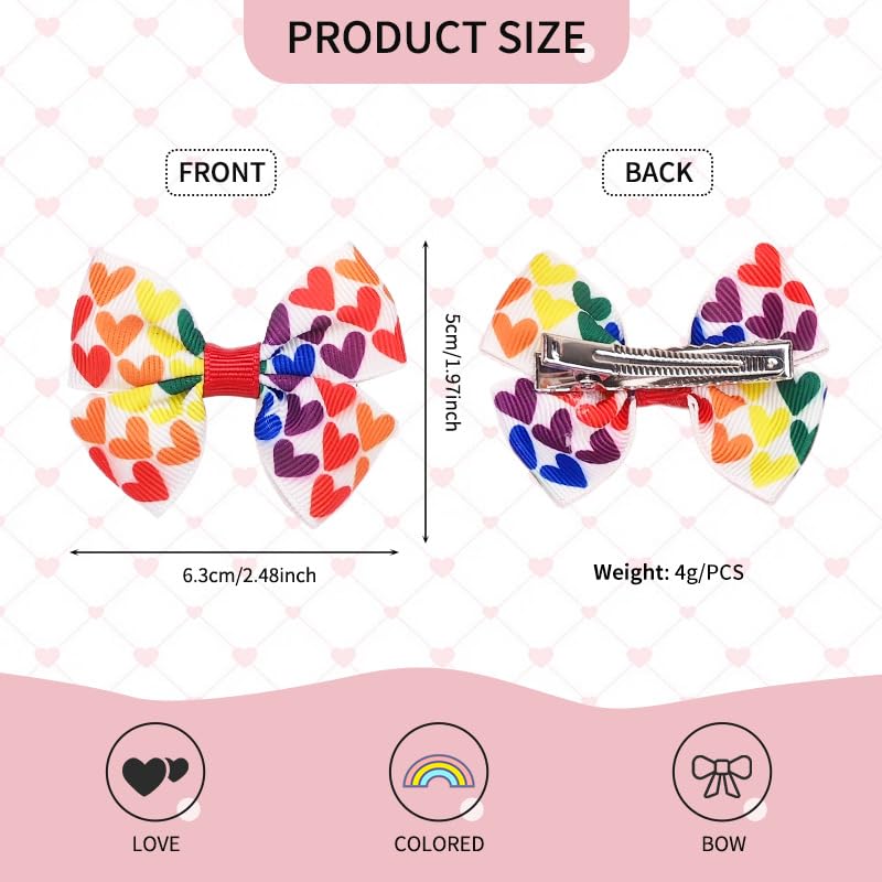 Valentine's Day Glitter Heart Hair Bow Alligator Clips Set