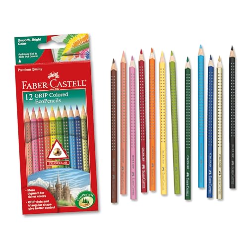 Faber-Castell Grip Colored EcoPencils - 12 Count, Non-Toxic, Break-Resistant