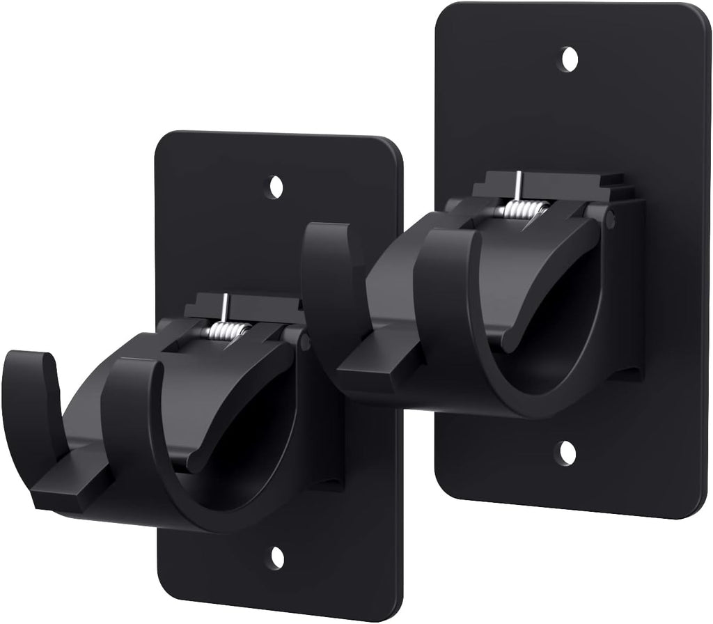Skiennix Self-Adhesive Curtain Rod Brackets - No Drill, Universal Plastic Holders for Home Use | Black, 2 Pieces