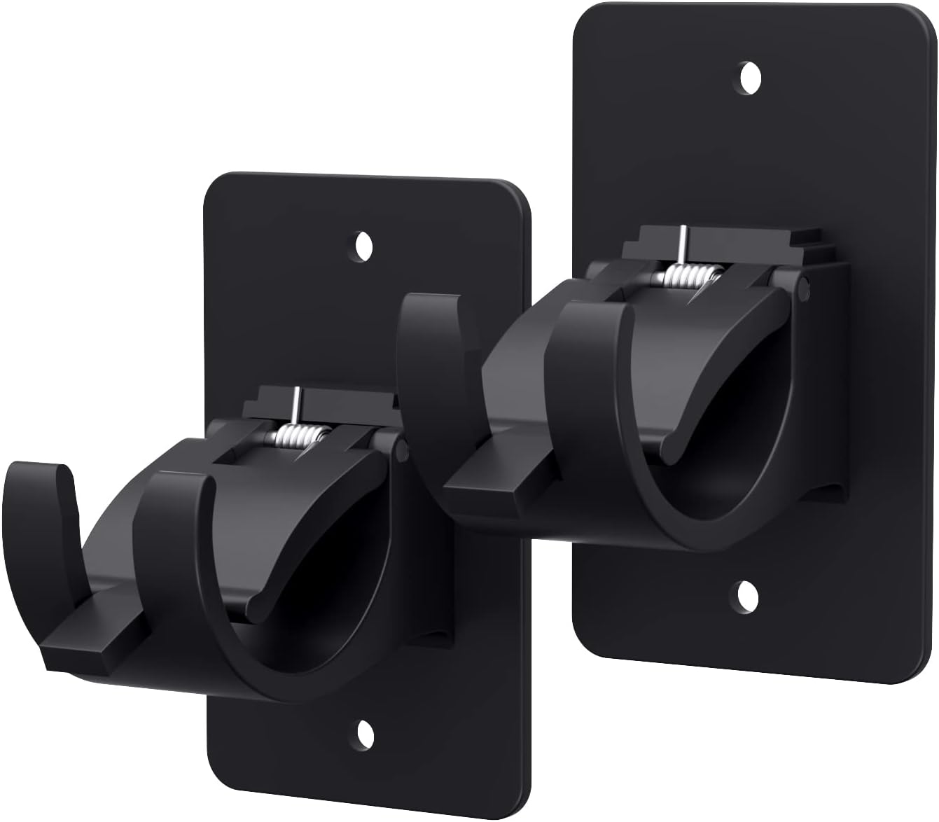Skiennix Self-Adhesive Curtain Rod Brackets - No Drill, Universal Plastic Holders for Home Use | Black, 2 Pieces