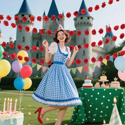 56 Pcs Red Poppy Garland Set for Wizard Party Decoration