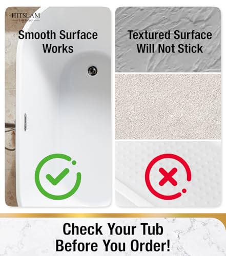 HITSLAM Non-Slip Bathtub Mat 28 x 15 Inch Blue - Soft TPE with Suction Cups
