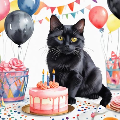 Black Cat Birthday Card - Premium Eco-Friendly Greeting Card 145mm