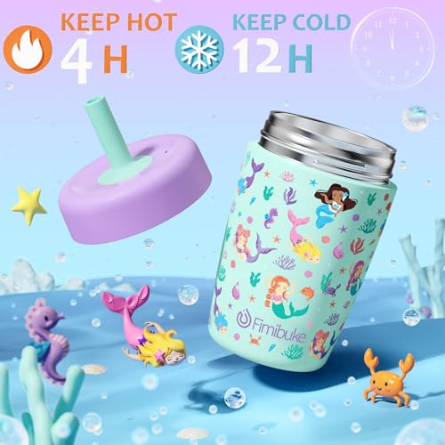 Fimibuke 12oz Stainless Steel Toddler Sippy Cup Spill Proof Kid Tumbler