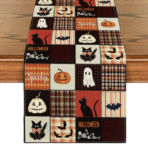 Artoid Mode Halloween Table Runner, 13x72 Inch Black Spun Polyester