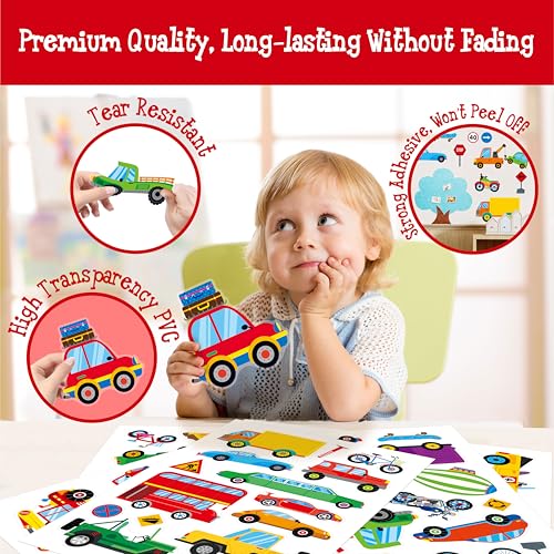 105 Vehicle Wall Stickers - Colorful Vinyl Decals for Kids' Rooms
