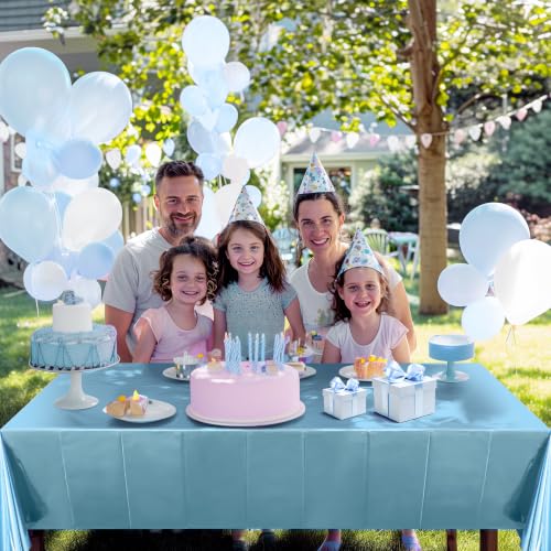 Light Blue Foil Tablecloth 54x72 Inches - Disposable Waterproof Party Cover - Set of 4