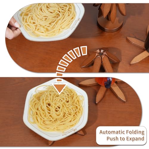 4-Piece Walnut Wooden Christmas Tree Trivet Set for Hot Dishes