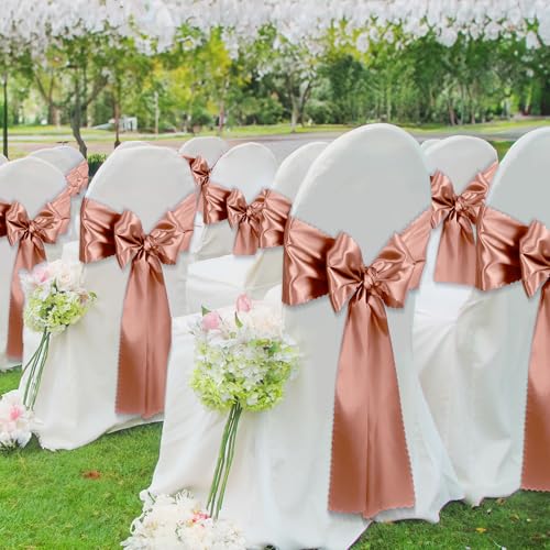 Rose Gold Satin Table Runner 12x108 Inch - 2 Pack with Scalloped Edges